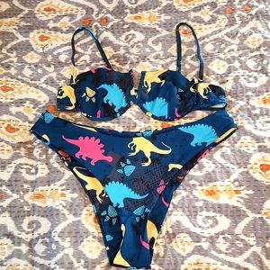 Dinosaur bikini underwire cheeky high cut bottom